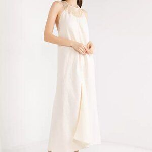 ZARA Limited Edition Linen Fringe Maxi Halter Dress MEDIUM